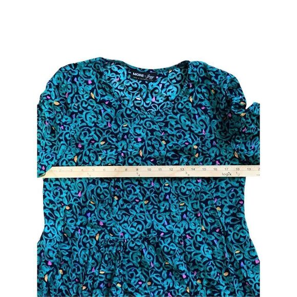 Vintage beautiful More Jazz Teal Green Paisley Floral Rayon Maxi Dress Oversized - Picture 9 of 10